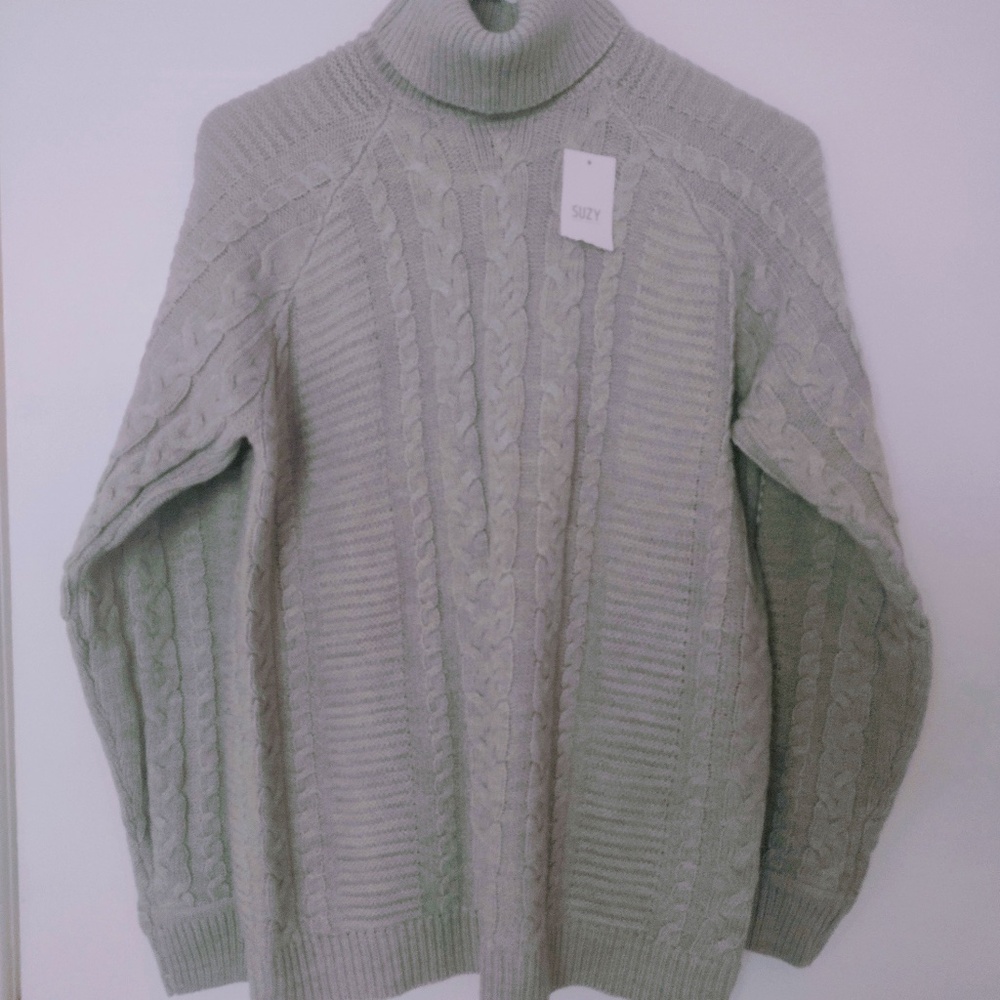 Grey Turtle neck Knit Sweater